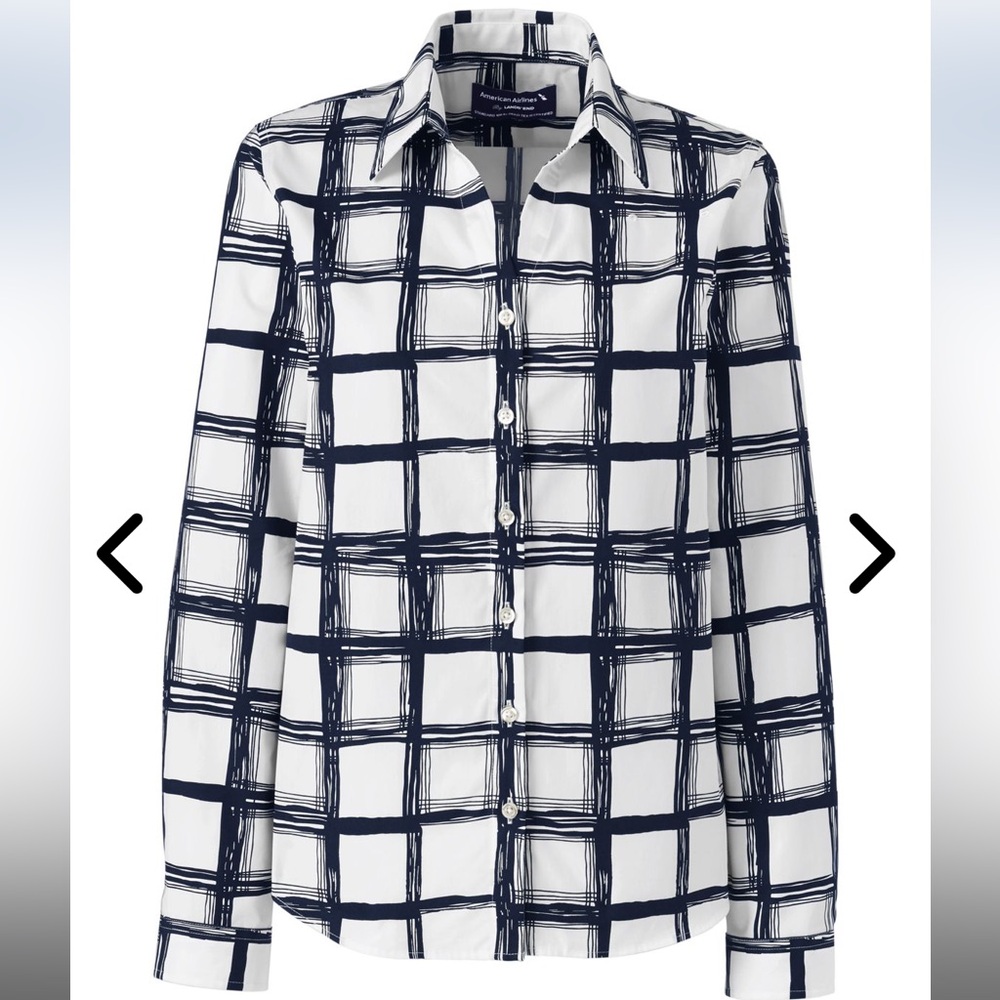American Airlines Women's Petite Long Sleeve Crosshatch Blouse